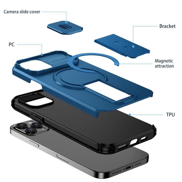 For iPhone 12 Pro Max Sliding Camshield MagSafe Holder Phone Case