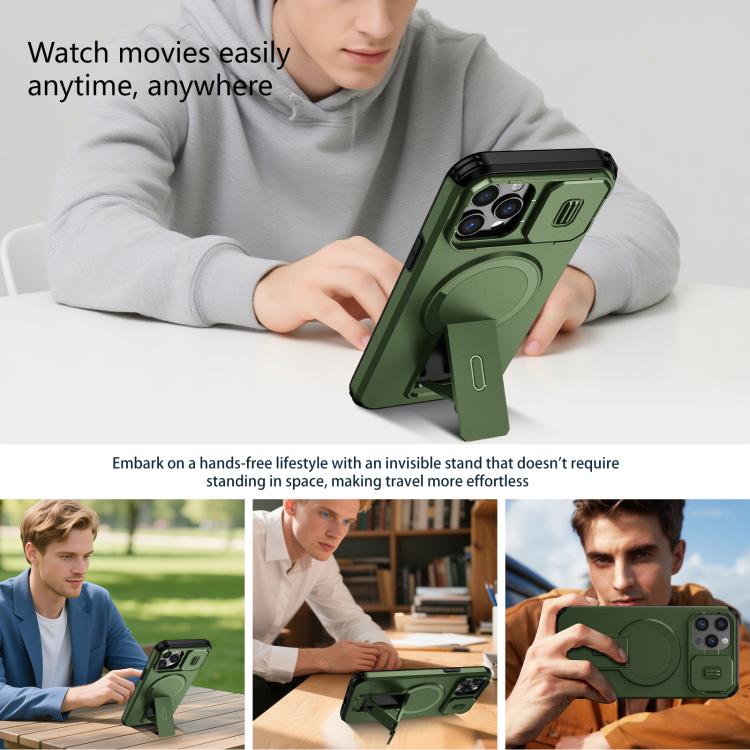 For iPhone 12 Pro Max Sliding Camshield MagSafe Holder Phone Case
