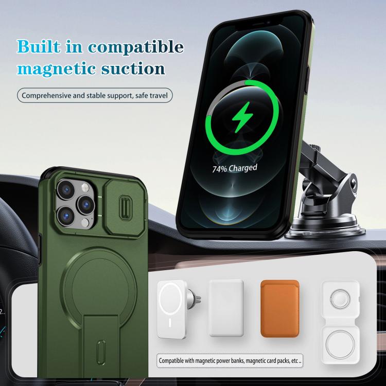 For iPhone 12 Pro Max Sliding Camshield MagSafe Holder Phone Case