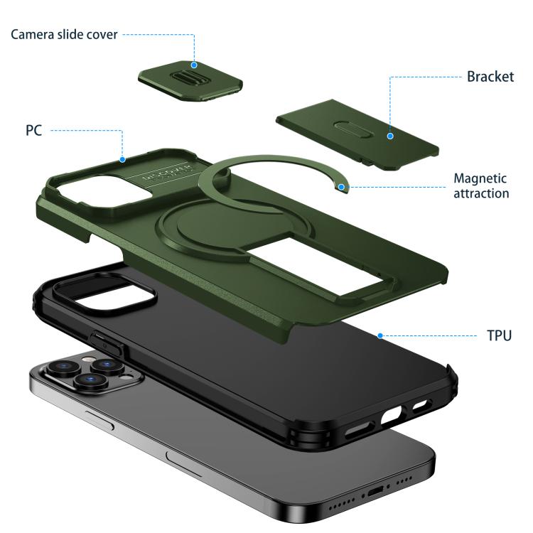For iPhone 12 Pro Max Sliding Camshield MagSafe Holder Phone Case