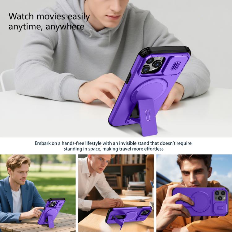 For iPhone 12 Pro Max Sliding Camshield MagSafe Holder Phone Case