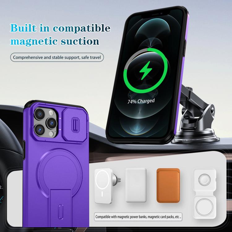 For iPhone 12 Pro Max Sliding Camshield MagSafe Holder Phone Case