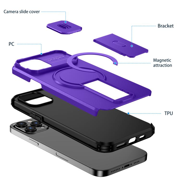 For iPhone 12 Pro Max Sliding Camshield MagSafe Holder Phone Case