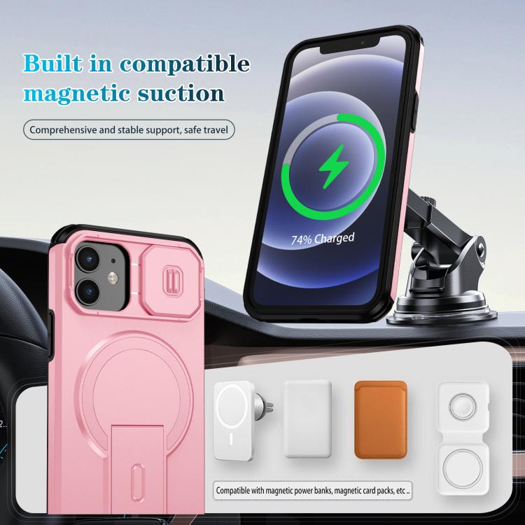 For iPhone 12 Pro / 12 Sliding Camshield MagSafe Holder Phone Case