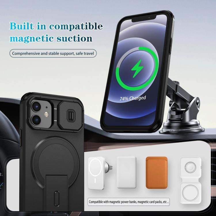 For iPhone 12 Pro / 12 Sliding Camshield MagSafe Holder Phone Case