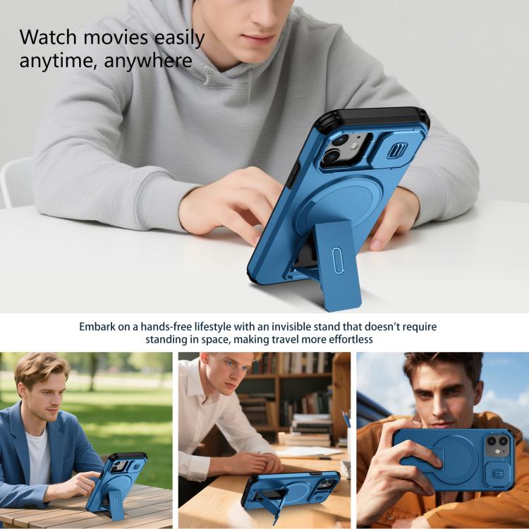 For iPhone 12 Pro / 12 Sliding Camshield MagSafe Holder Phone Case