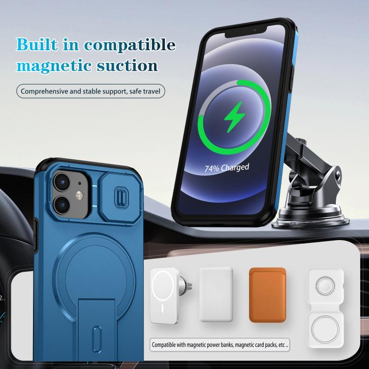 For iPhone 12 Pro / 12 Sliding Camshield MagSafe Holder Phone Case