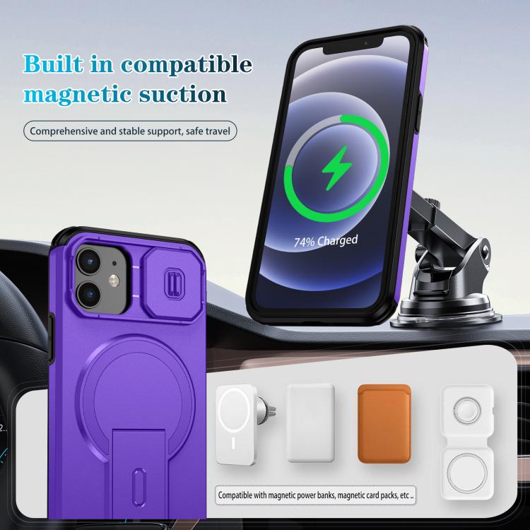 For iPhone 12 Pro / 12 Sliding Camshield MagSafe Holder Phone Case