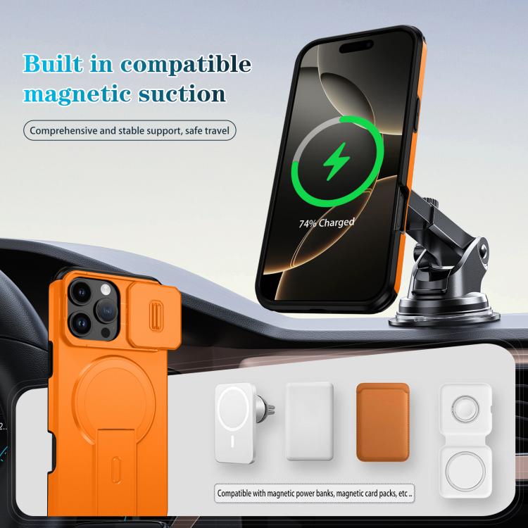 For iPhone 16 Pro Max Sliding Camshield MagSafe Holder Phone Case