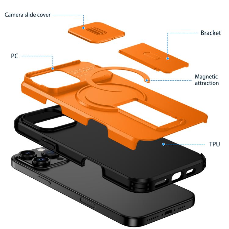 For iPhone 16 Pro Max Sliding Camshield MagSafe Holder Phone Case