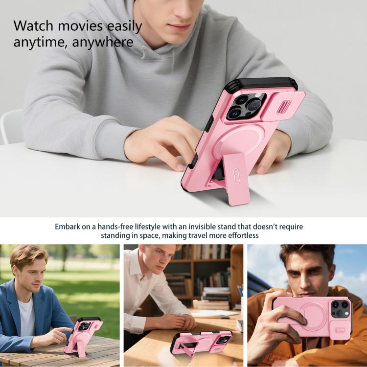 For iPhone 16 Pro Max Sliding Camshield MagSafe Holder Phone Case