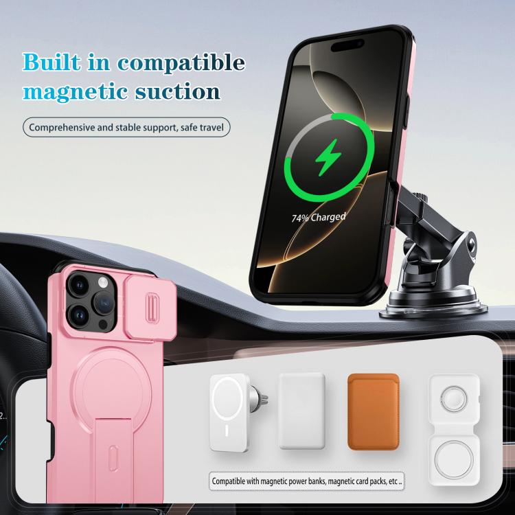 For iPhone 16 Pro Max Sliding Camshield MagSafe Holder Phone Case
