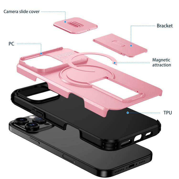 For iPhone 16 Pro Max Sliding Camshield MagSafe Holder Phone Case