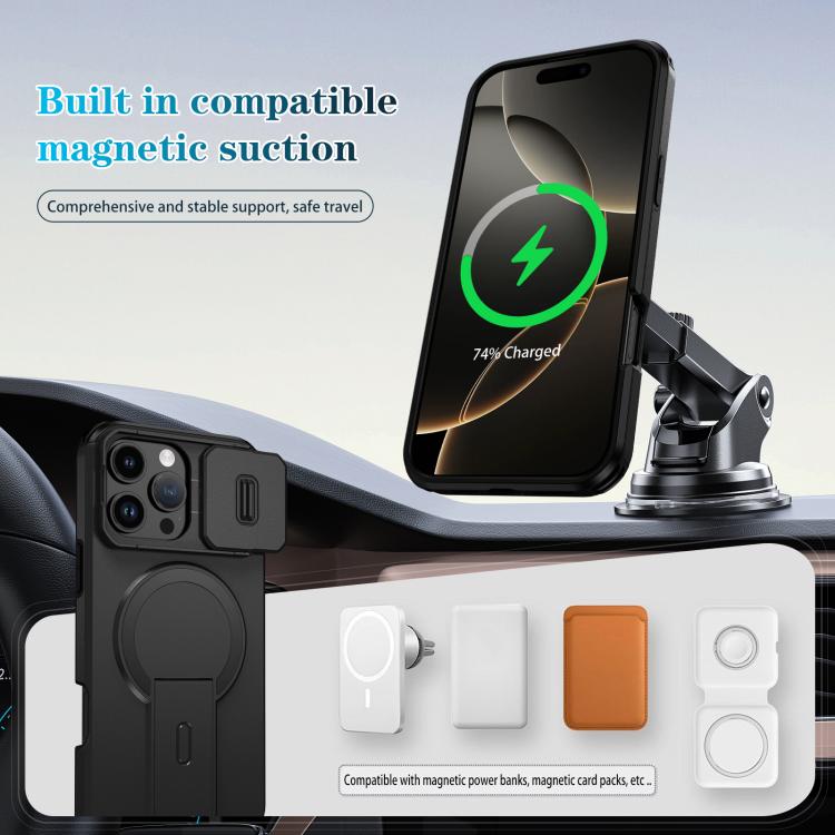 For iPhone 16 Pro Max Sliding Camshield MagSafe Holder Phone Case