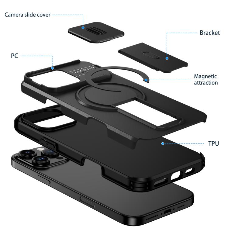 For iPhone 16 Pro Max Sliding Camshield MagSafe Holder Phone Case