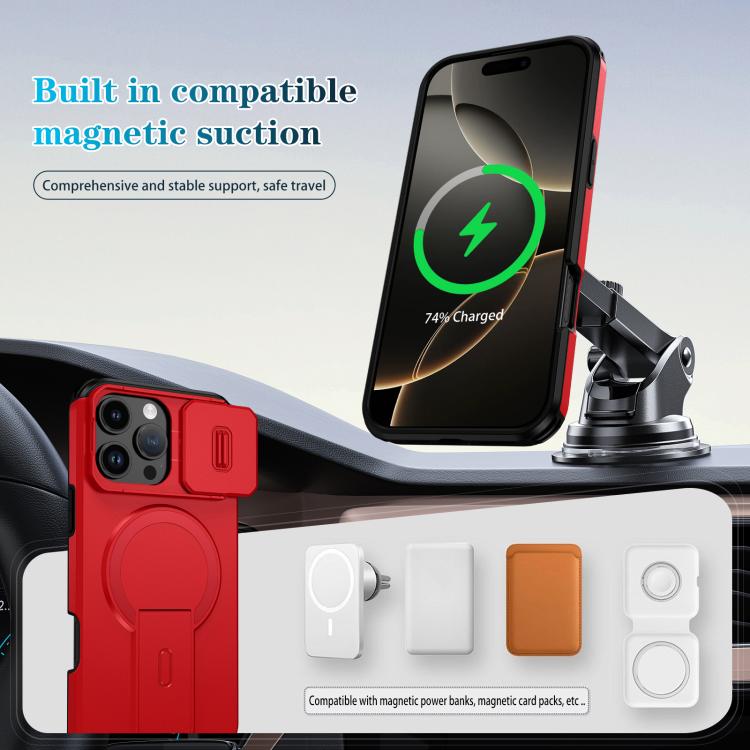 For iPhone 16 Pro Max Sliding Camshield MagSafe Holder Phone Case