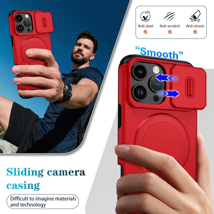For iPhone 16 Pro Max Sliding Camshield MagSafe Holder Phone Case