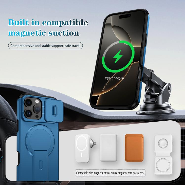 For iPhone 16 Pro Max Sliding Camshield MagSafe Holder Phone Case