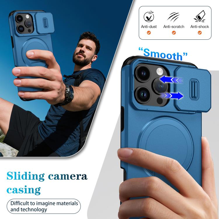 For iPhone 16 Pro Max Sliding Camshield MagSafe Holder Phone Case