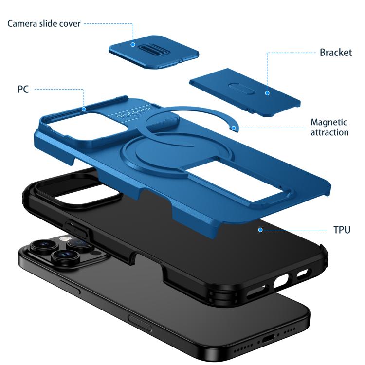 For iPhone 16 Pro Max Sliding Camshield MagSafe Holder Phone Case