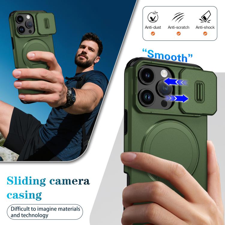 For iPhone 16 Pro Max Sliding Camshield MagSafe Holder Phone Case