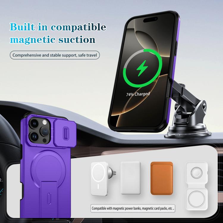 For iPhone 16 Pro Max Sliding Camshield MagSafe Holder Phone Case