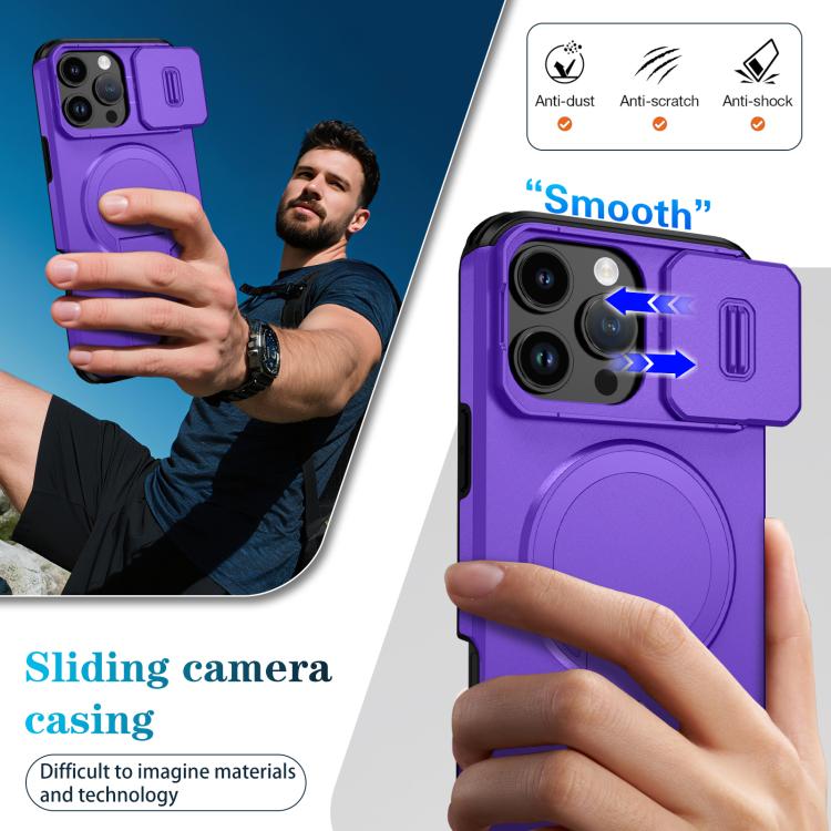 For iPhone 16 Pro Max Sliding Camshield MagSafe Holder Phone Case