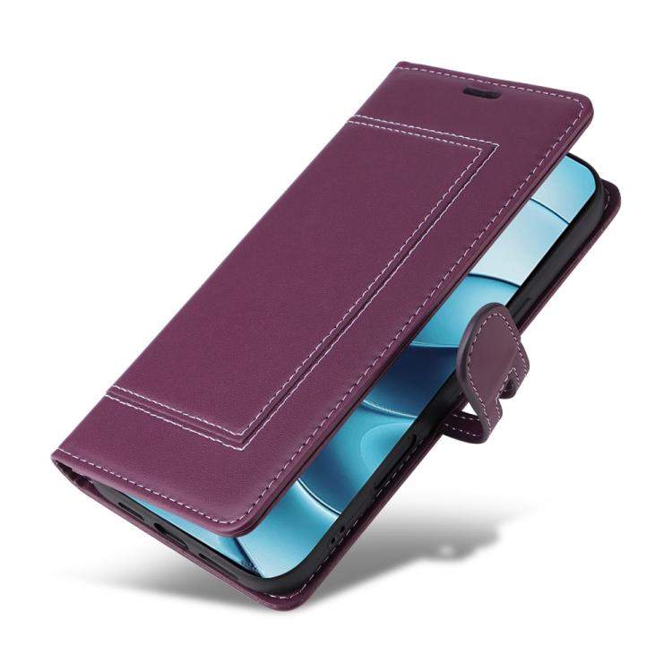 For Redmi Note 14 4G 163.25mm Stitched Magnetic Buckle Leather Phone Case