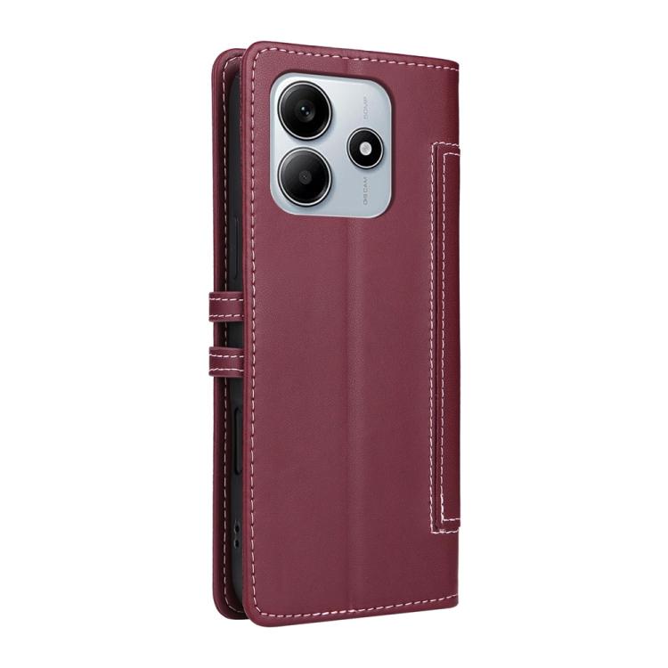 For Redmi Note 14 4G 163.25mm Stitched Magnetic Buckle Leather Phone Case
