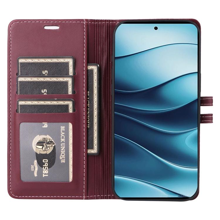 For Redmi Note 14 4G 163.25mm Stitched Magnetic Buckle Leather Phone Case