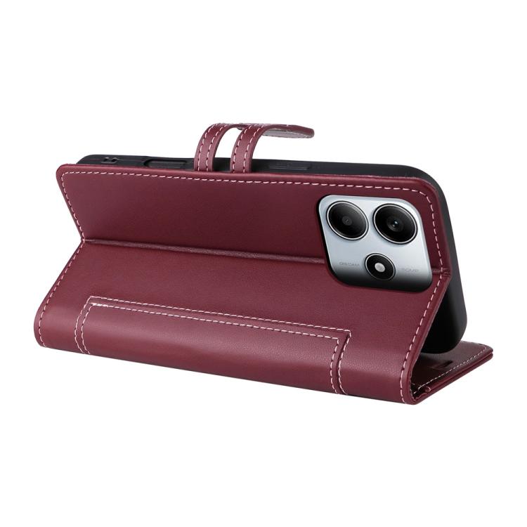 For Redmi Note 14 4G 163.25mm Stitched Magnetic Buckle Leather Phone Case