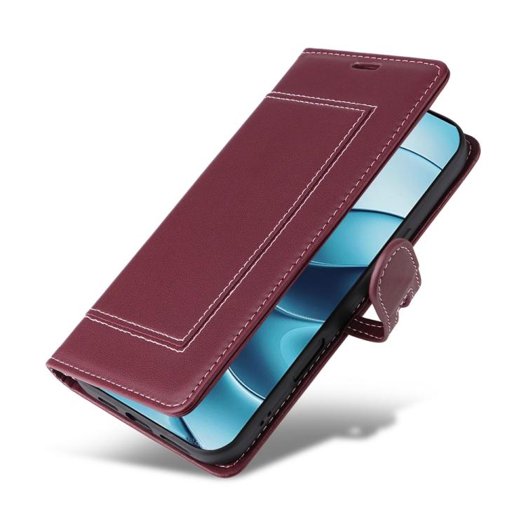 For Redmi Note 14 4G 163.25mm Stitched Magnetic Buckle Leather Phone Case