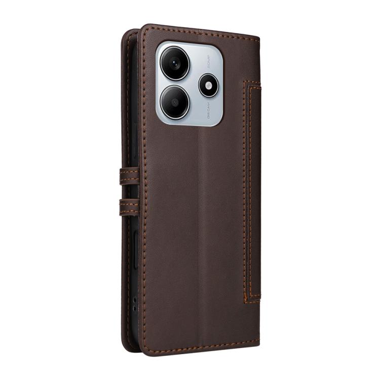 For Redmi Note 14 4G 163.25mm Stitched Magnetic Buckle Leather Phone Case