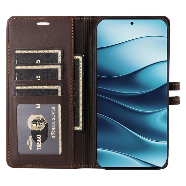 For Redmi Note 14 4G 163.25mm Stitched Magnetic Buckle Leather Phone Case