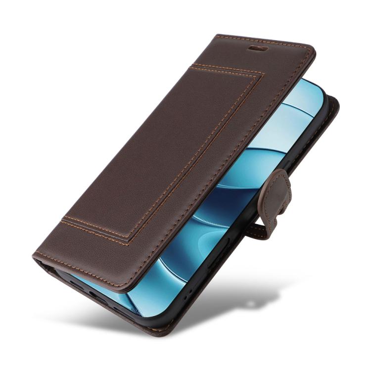 For Redmi Note 14 4G 163.25mm Stitched Magnetic Buckle Leather Phone Case