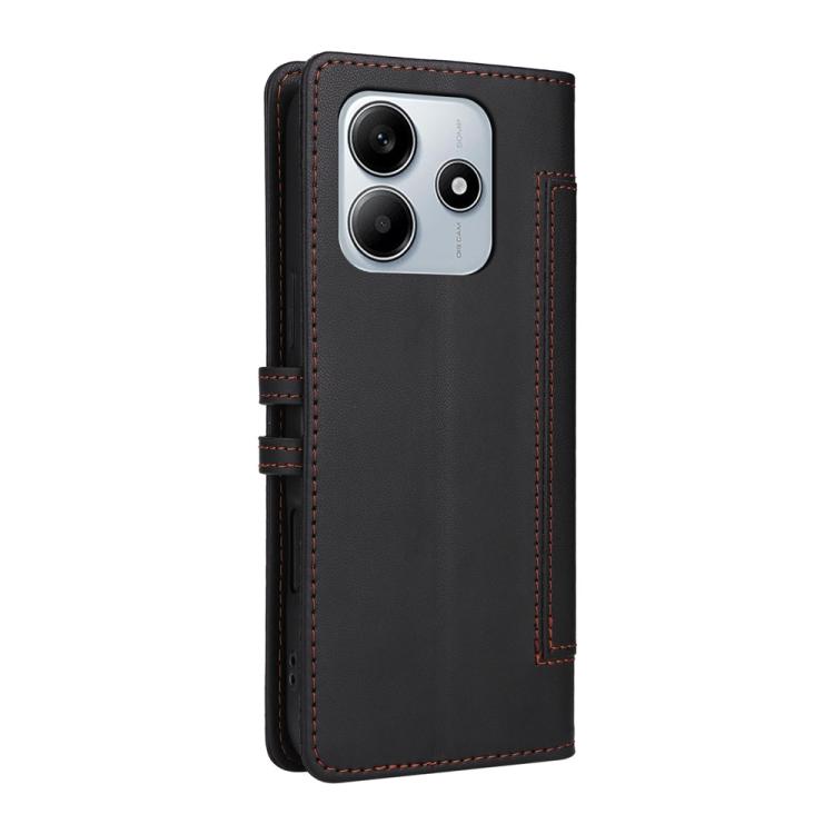 For Redmi Note 14 4G 163.25mm Stitched Magnetic Buckle Leather Phone Case