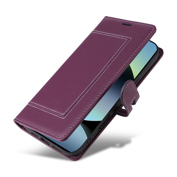 For Redmi Note 14 5G / Xiaomi Poco M7 Pro 5G Stitched Magnetic Buckle Leather Phone Case