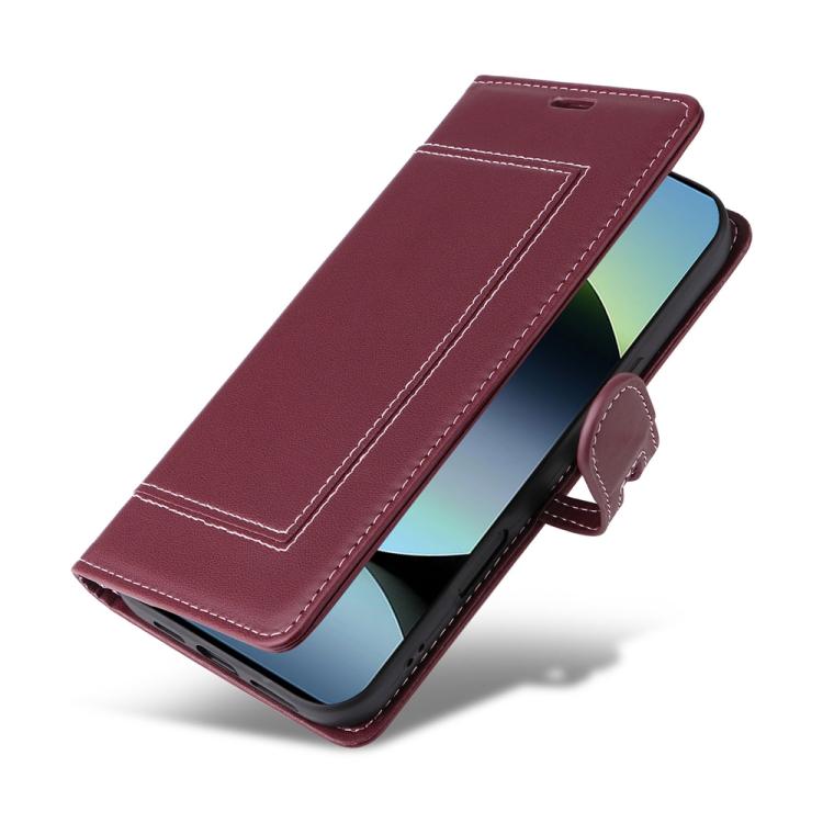 For Redmi Note 14 5G / Xiaomi Poco M7 Pro 5G Stitched Magnetic Buckle Leather Phone Case