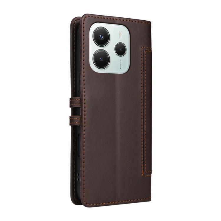 For Redmi Note 14 5G / Xiaomi Poco M7 Pro 5G Stitched Magnetic Buckle Leather Phone Case