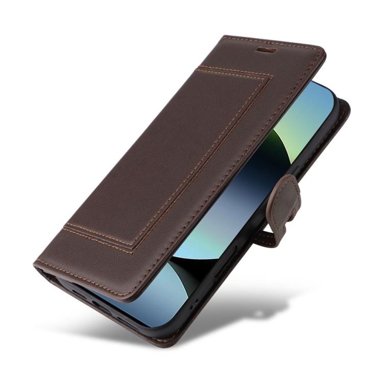 For Redmi Note 14 5G / Xiaomi Poco M7 Pro 5G Stitched Magnetic Buckle Leather Phone Case