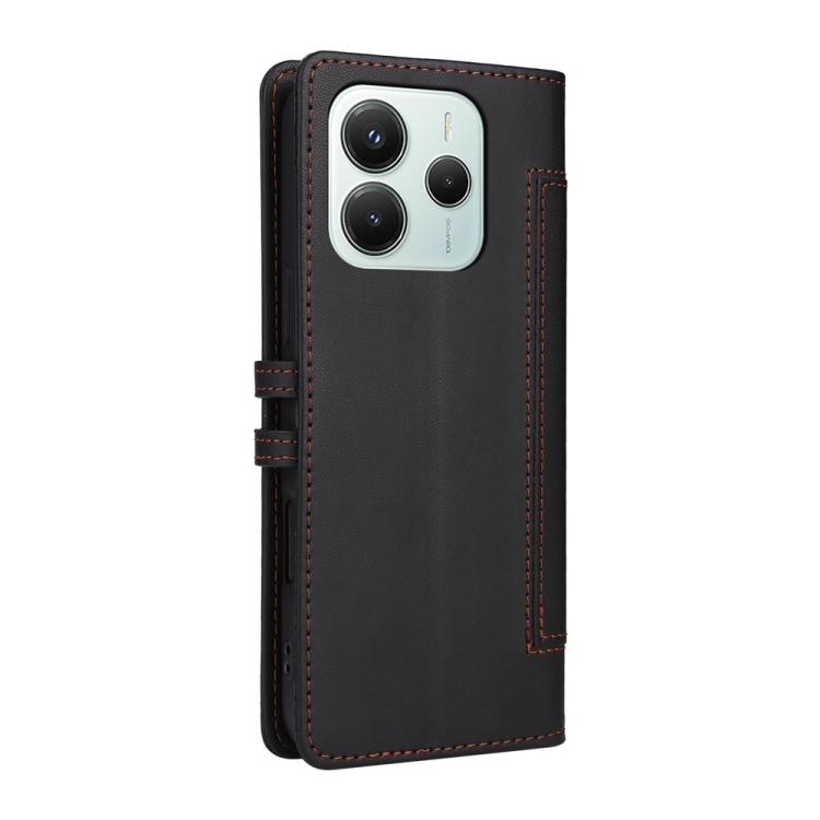 For Redmi Note 14 5G / Xiaomi Poco M7 Pro 5G Stitched Magnetic Buckle Leather Phone Case