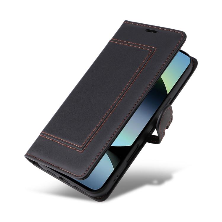 For Redmi Note 14 5G / Xiaomi Poco M7 Pro 5G Stitched Magnetic Buckle Leather Phone Case
