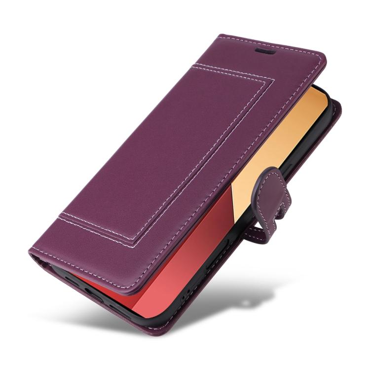 For Redmi Note 14S 4G / Note 13 Pro 4G Stitched Magnetic Buckle Leather Phone Case