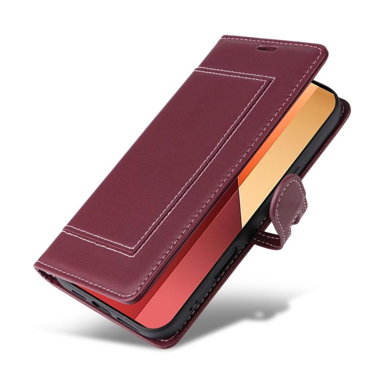 For Redmi Note 14S 4G / Note 13 Pro 4G Stitched Magnetic Buckle Leather Phone Case