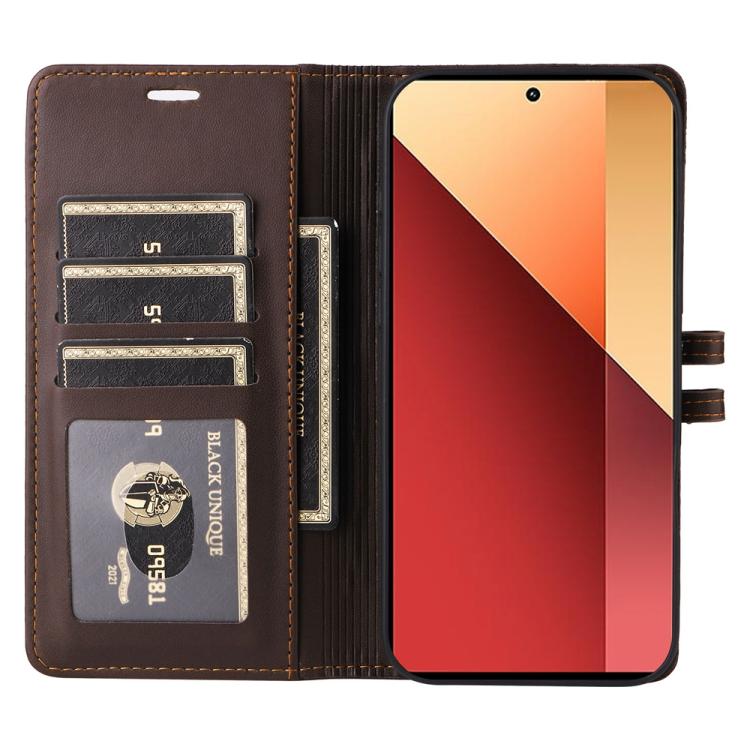 For Redmi Note 14S 4G / Note 13 Pro 4G Stitched Magnetic Buckle Leather Phone Case