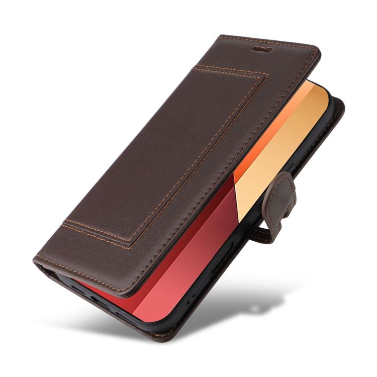 For Redmi Note 14S 4G / Note 13 Pro 4G Stitched Magnetic Buckle Leather Phone Case