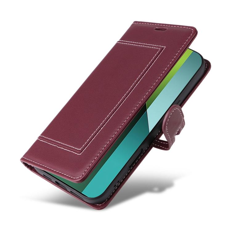 For Redmi Note 13 Pro 5G / Xiaomi Poco X6 Stitched Magnetic Buckle Leather Phone Case