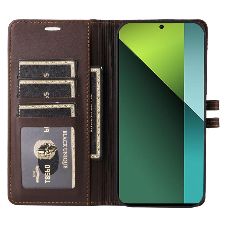 For Redmi Note 13 Pro 5G / Xiaomi Poco X6 Stitched Magnetic Buckle Leather Phone Case