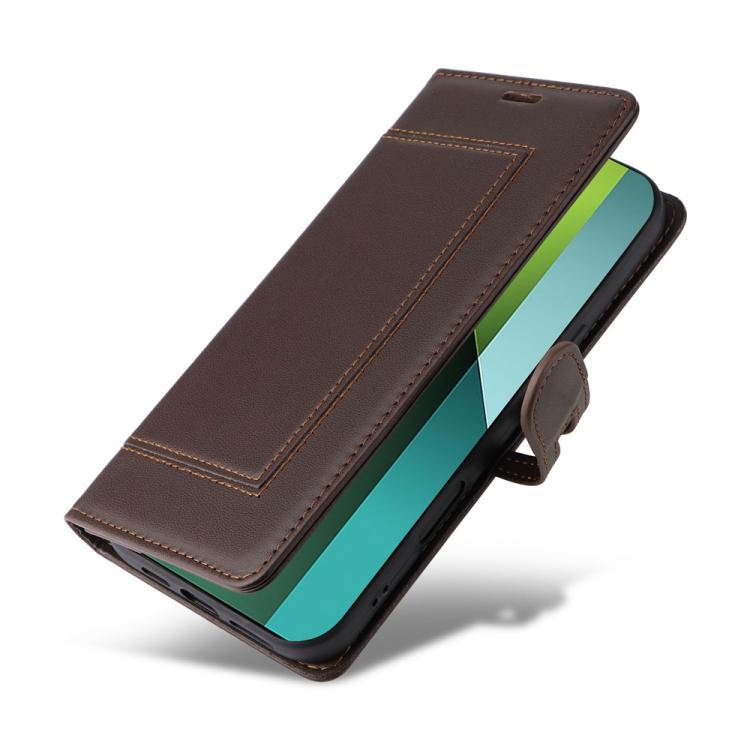 For Redmi Note 13 Pro 5G / Xiaomi Poco X6 Stitched Magnetic Buckle Leather Phone Case