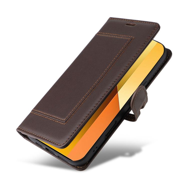 For Redmi Note 13 5G Stitched Magnetic Buckle Leather Phone Case